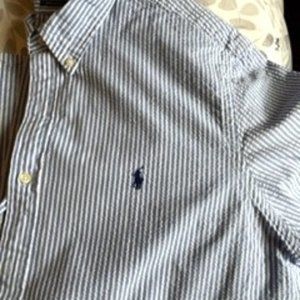 Polo-Ralph Lauren -XXL Seersucker short sleeve shirt- blue/white